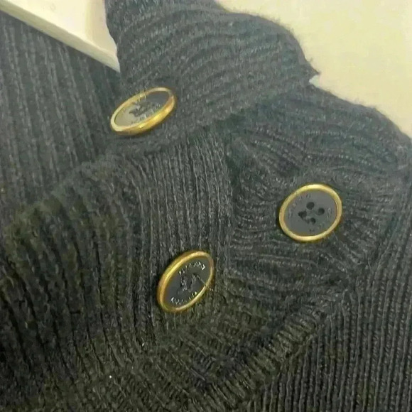 Forever 21 Womens Sweater Black/Cream Stripe M Ribbed Elbow Patches Turtleneck - Picture 3 of 11